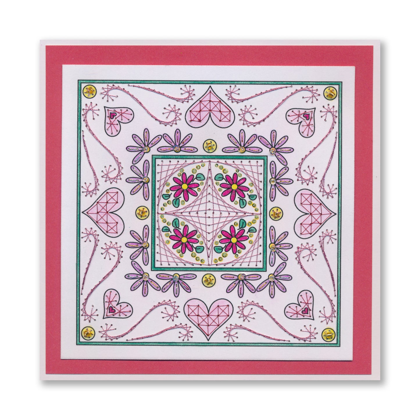 Paper Stitch by Clarity - 01 - Hearts & Swirls Embroidery Card Pack