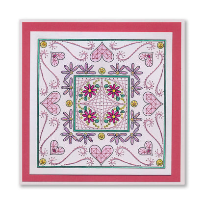 Paper Stitch by Clarity - 01 - Hearts & Swirls Embroidery Card Pack