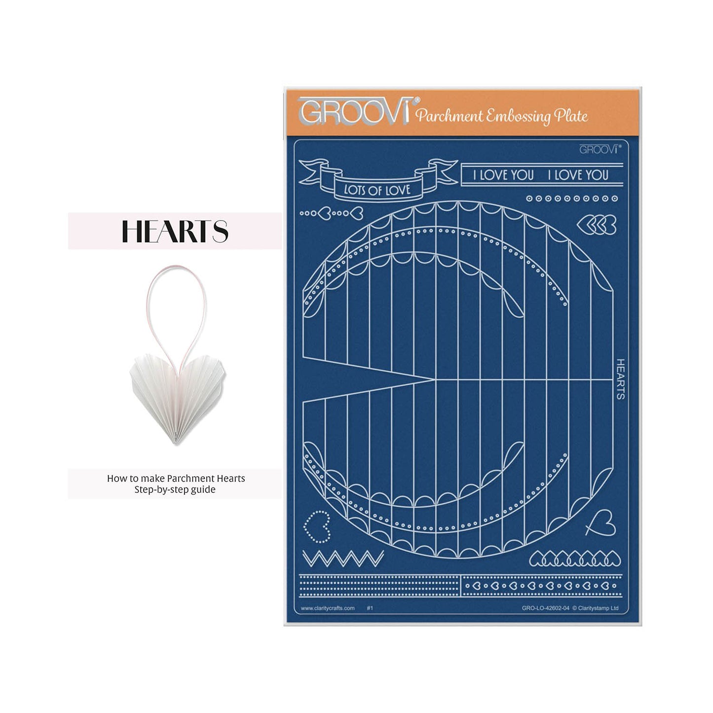 Hearts Tem-Plate A5 Groovi Plate with Instructions