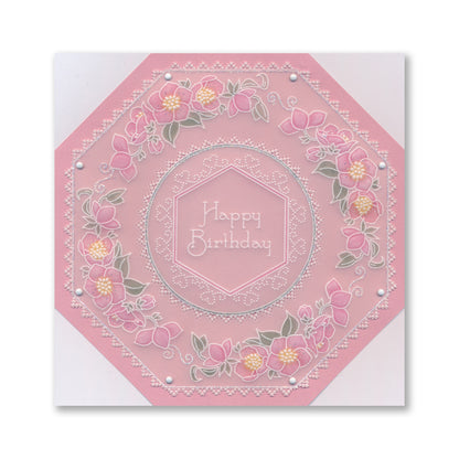 Linda's Floral Shape - Hellebore Hexagon Midi Groovi Plate