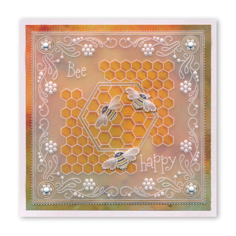 Tina's Hexagon Flowers Parchlet A6 Square Groovi Plate