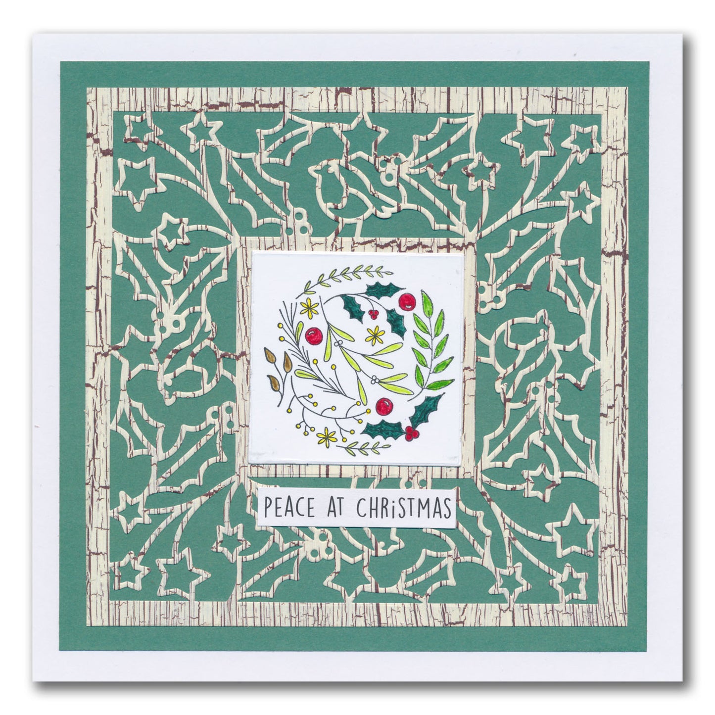 Christmas Sentiments & Holly Aperture Framer Die Collection