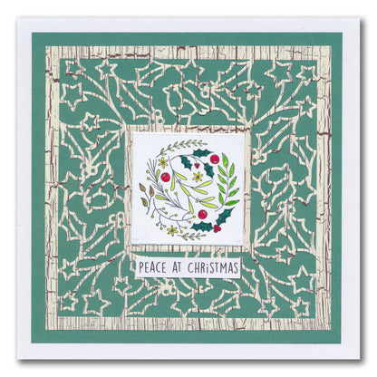Christmas Sentiments & Holly Aperture Framer Die Collection
