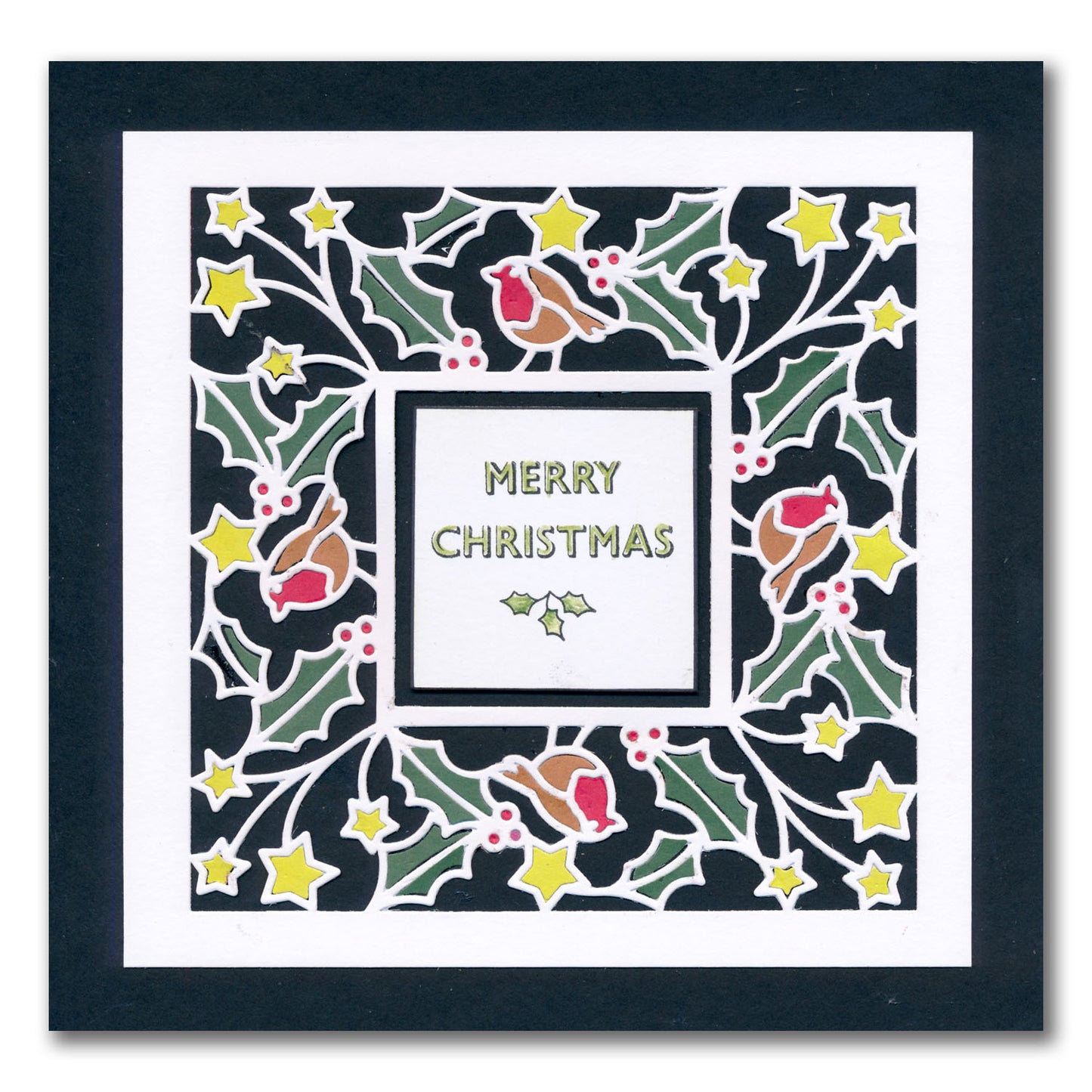 Christmas Sentiments & Holly Aperture Framer Die Collection