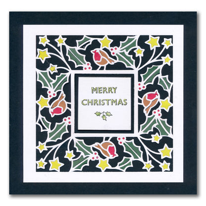 Christmas Sentiments & Holly Aperture Framer Die Collection