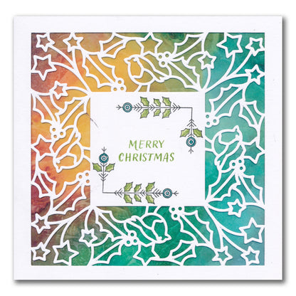 Christmas Sentiments & Holly Aperture Framer Die Collection