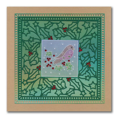 Christmas Sentiments & Holly Aperture Framer Die Collection
