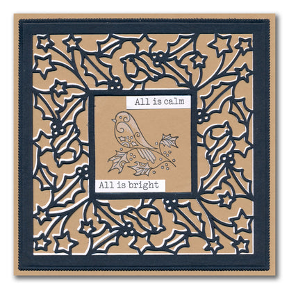 Christmas Sentiments & Holly Aperture Framer Die Collection