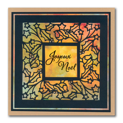 Christmas Sentiments & Holly Aperture Framer Die Collection