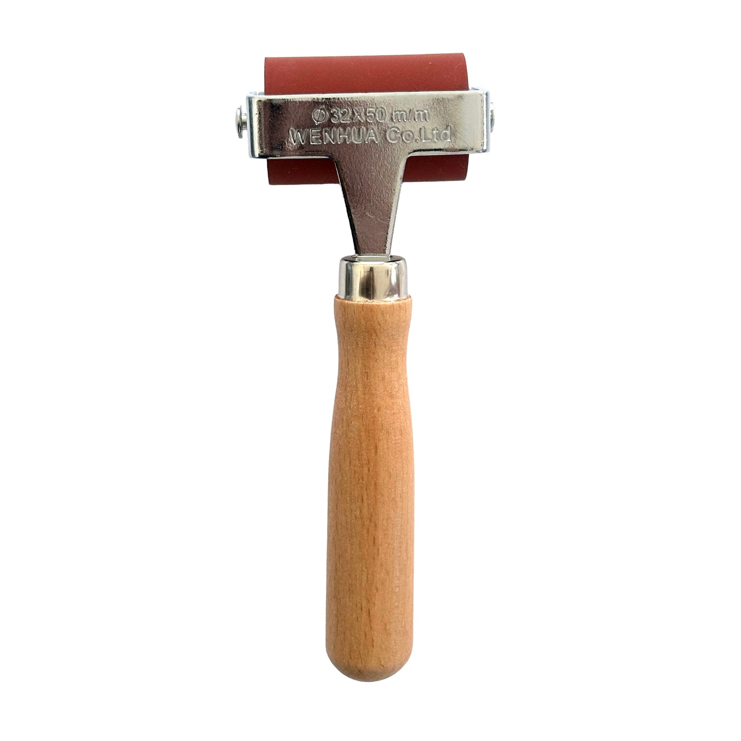 2" Deluxe Red Rubber Brayer With Wooden Handle