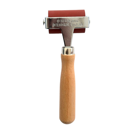 2" Deluxe Red Rubber Brayer With Wooden Handle