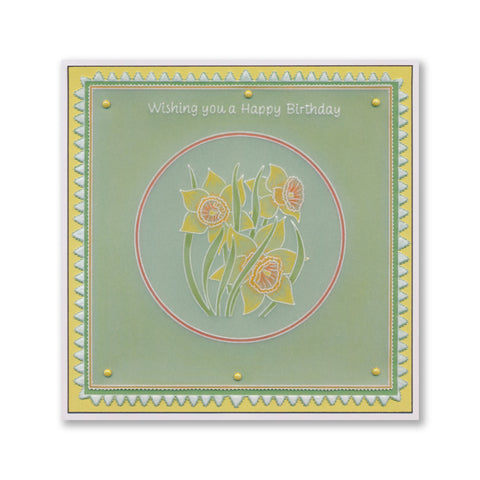 Happy Birthday Daffodils A6 Square Groovi Plate