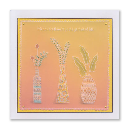 Barbara's SHAC Vases & Foliage A5 Square Groovi Plate