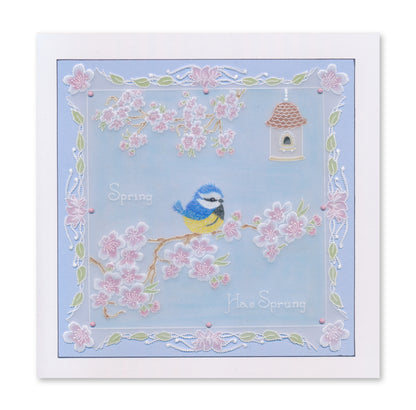 Linda's 123 - Blue Tits A5 Square Groovi Plate