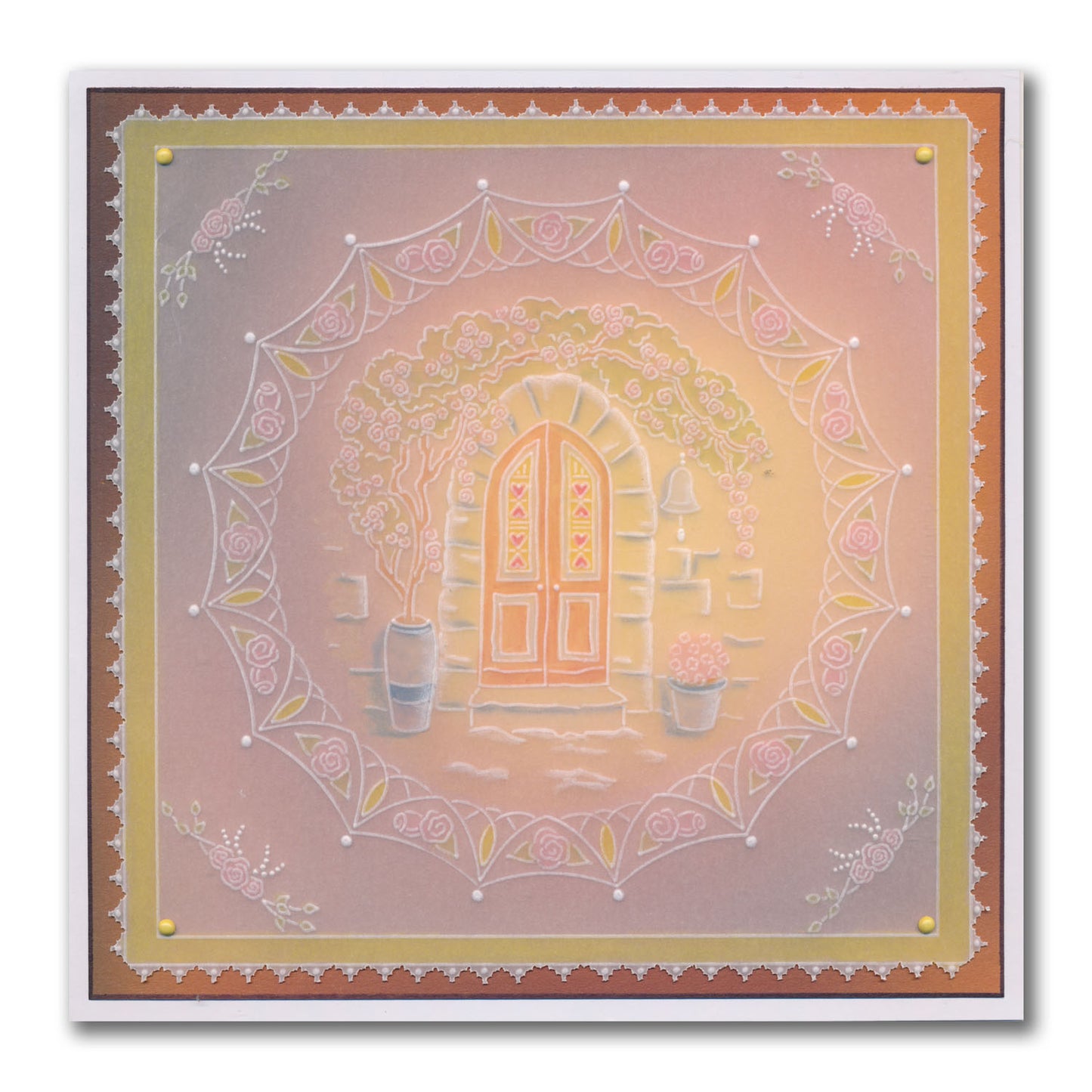Linda's Tuscan Roses & Portico Layering Frame A4 Square Groovi Plate