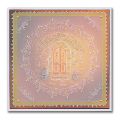 Linda's Tuscan Roses & Portico Layering Frame A4 Square Groovi Plate