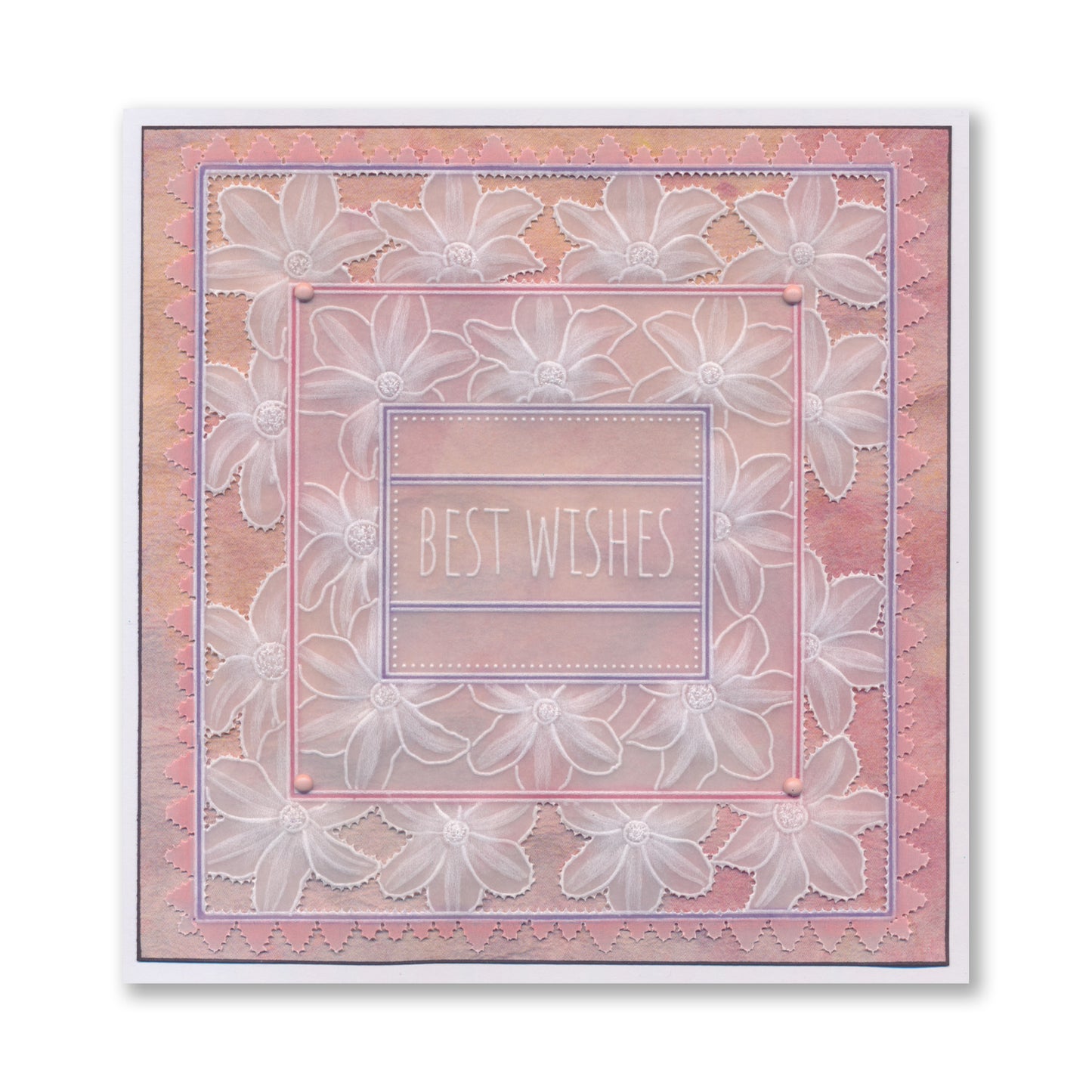 Floral Frame & Sentiments  - Best Wishes Clematis A6 Square Groovi Plate