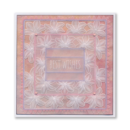 Floral Frame & Sentiments  - Best Wishes Clematis A6 Square Groovi Plate