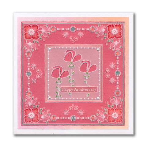 Tina's Floral Layering Parchlets A6 Square Groovi Plate Quartet