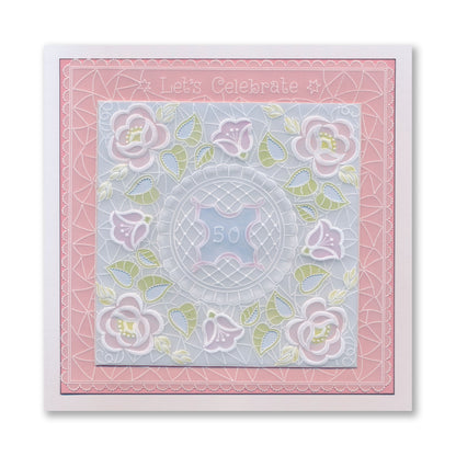 Linda's Richelieu Lace Camellia A5 Square Groovi Plate