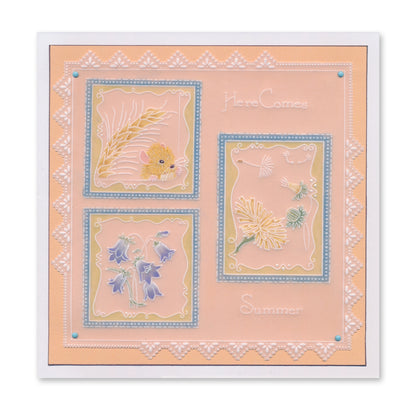 Linda's 123 - Dandelion, Corn & Harebells A5 Square Groovi Plate