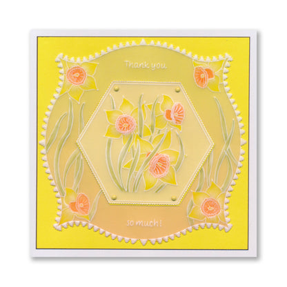 Happy Birthday Daffodils A6 Square Groovi Plate