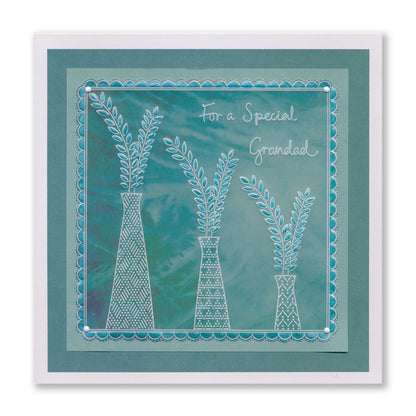 Barbara's SHAC Vases & Foliage A5 Square Groovi Plate