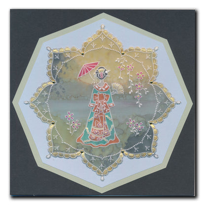 Linda's Geisha in Silk Layering Frame A4 Square Groovi Plate