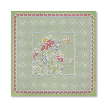 Tina's Floral Samplers A4 Groovi Plate Duo with 8x8 Rainbow River Designer Parchment