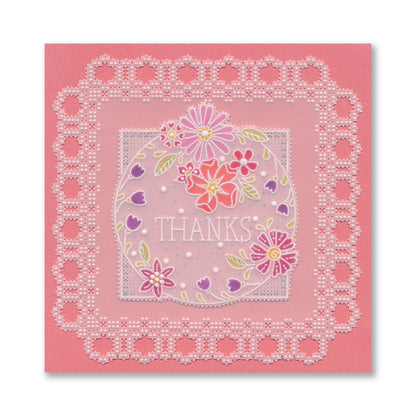 Tina's Floral Samplers A4 Groovi Plate Duo with 8x8 Rainbow River Designer Parchment