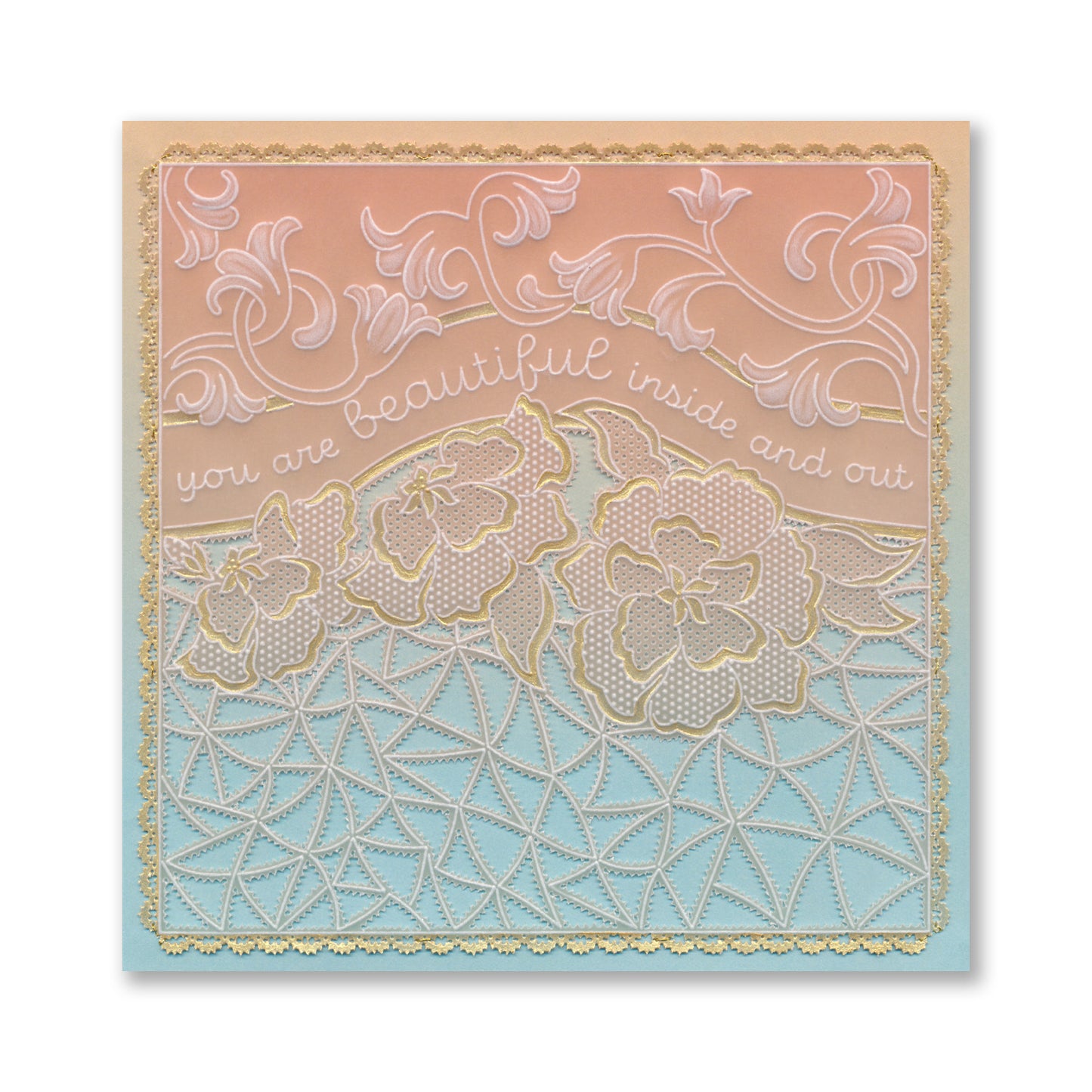 Linda's Richelieu Lace You Are Beautiful A5 Square Groovi Plate