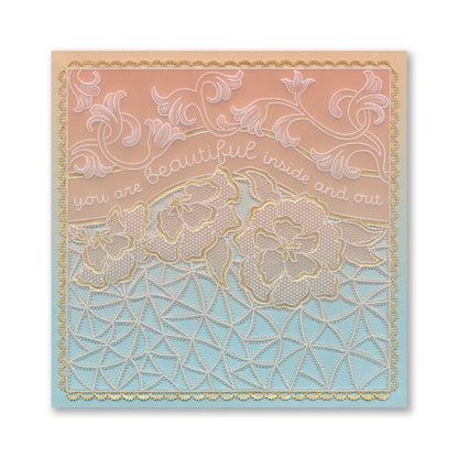 Linda's Richelieu Lace You Are Beautiful A5 Square Groovi Plate