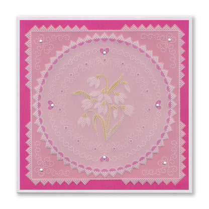 Linda's Dotty Cross-Stitch Snowdrops Layering Frame A4 Square Groovi Plate