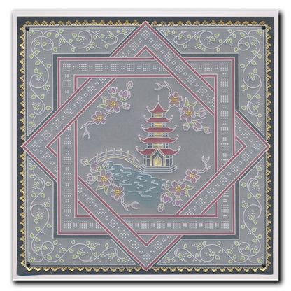 Linda's Japanese Pagoda Layering Frame A4 Square Groovi Plate