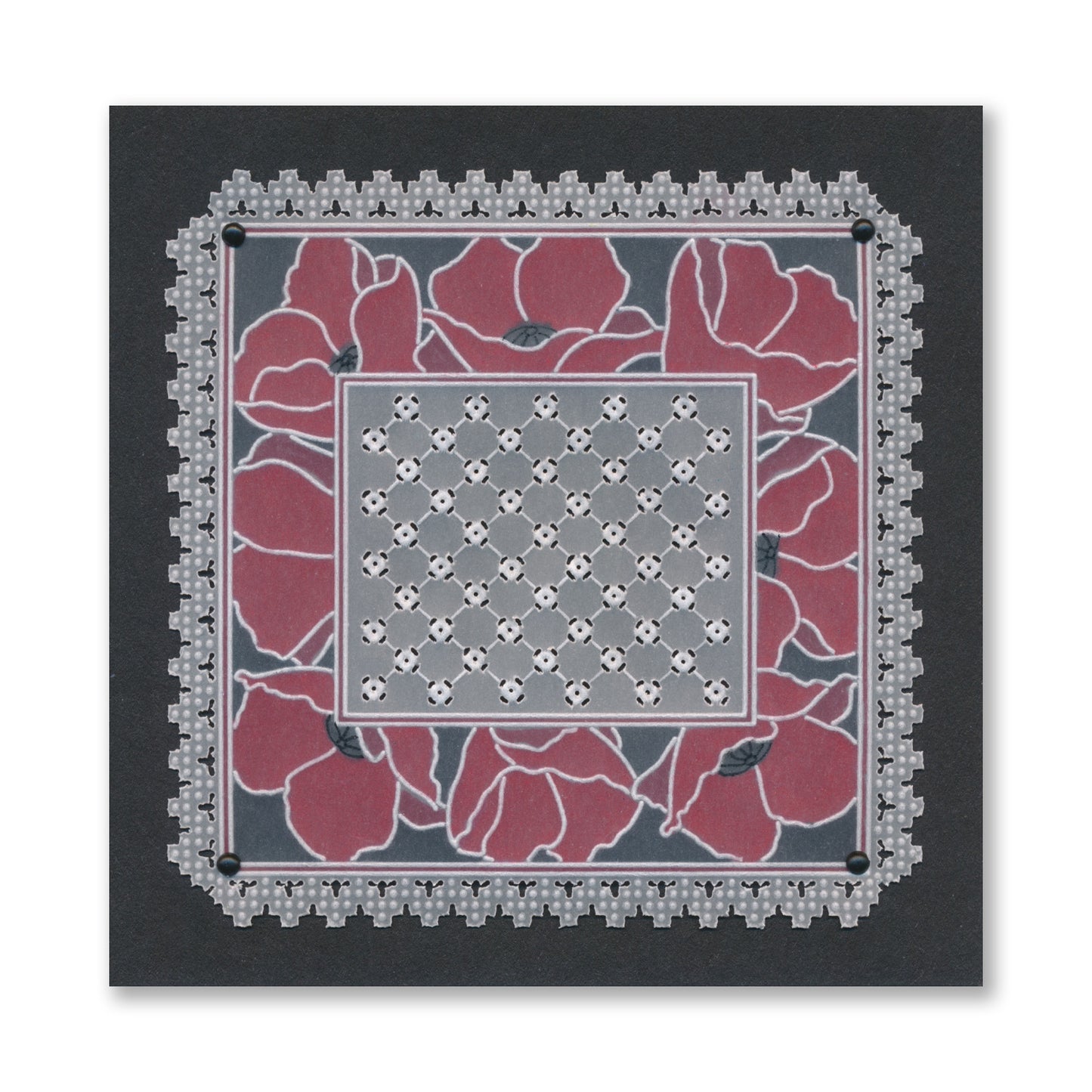 Floral Frame & Sentiments - Happy Birthday Poppies A6 Square Groovi Plate