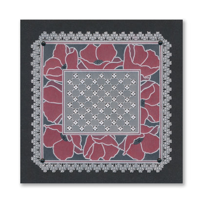 Floral Frame & Sentiments - Happy Birthday Poppies A6 Square Groovi Plate