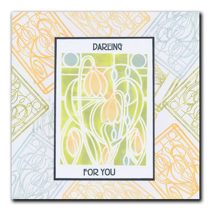 Art Nouveau Snowdrops & Tulips A5 Stencil Duo