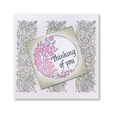 Barbara's Happiness - Floral Panel - Two Way Overlay A5 Square Stamp Set
