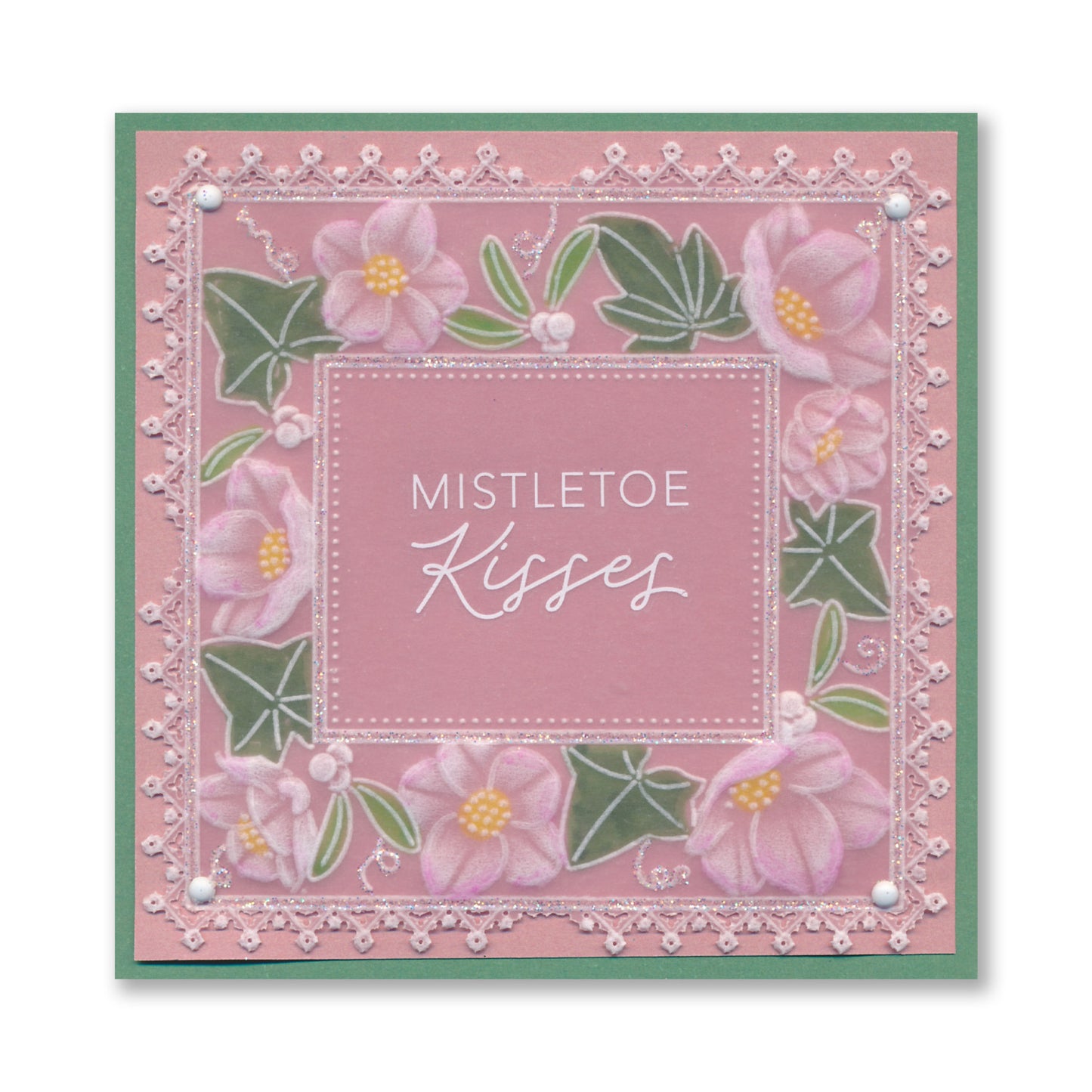 Festive Frame & Sentiments - Season's Greetings Christmas Rose A6 Square Groovi Plate