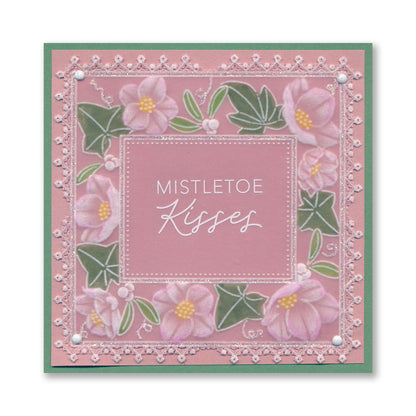 Festive Frame & Sentiments - Season's Greetings Christmas Rose A6 Square Groovi Plate