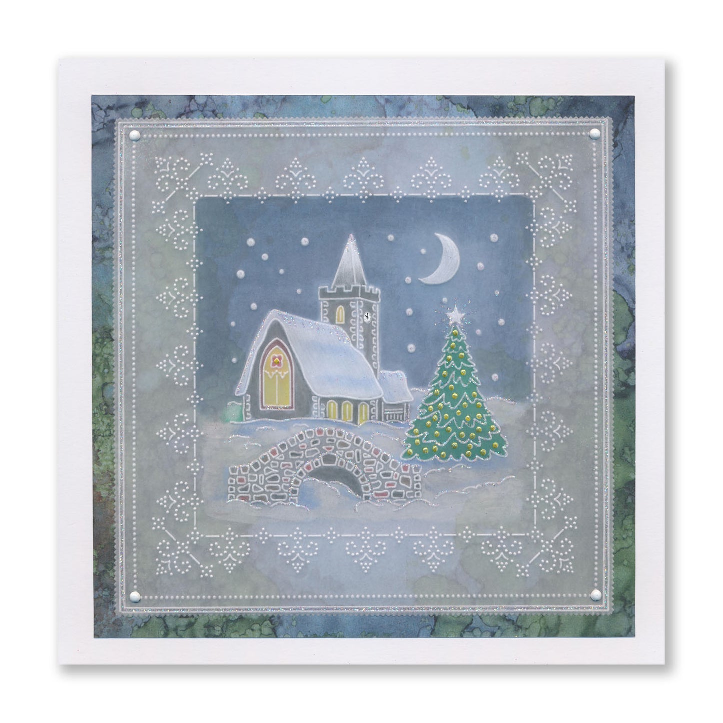 Linda's Dotty Cross-Stitch Christmas Layering Frame A4 Square Groovi Plate