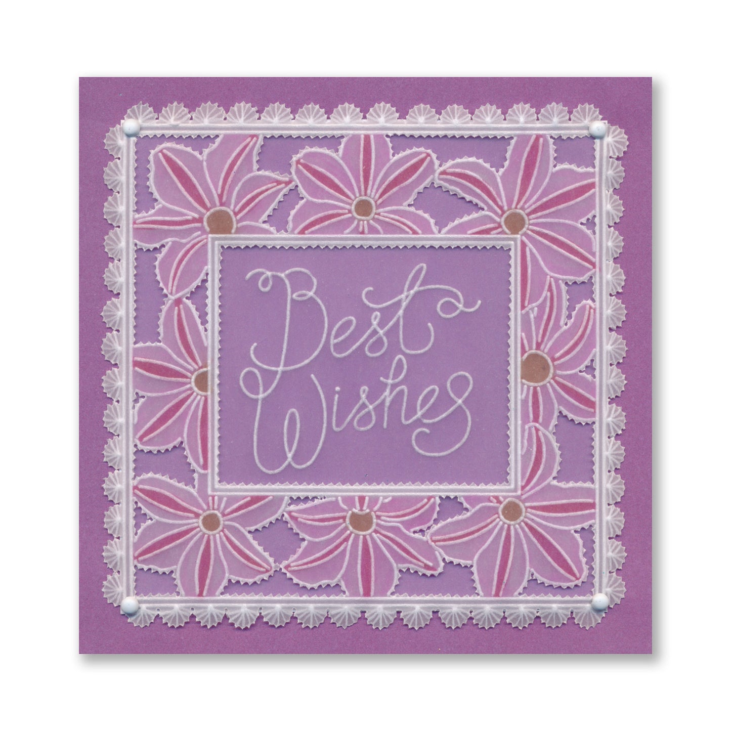 Floral Frame & Sentiments  - Best Wishes Clematis A6 Square Groovi Plate