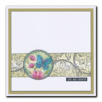Barbara's SHAC Peace - Japanese 2 Way Overlay Flowers & Butterflies A5 Square Stamp & Mask Set