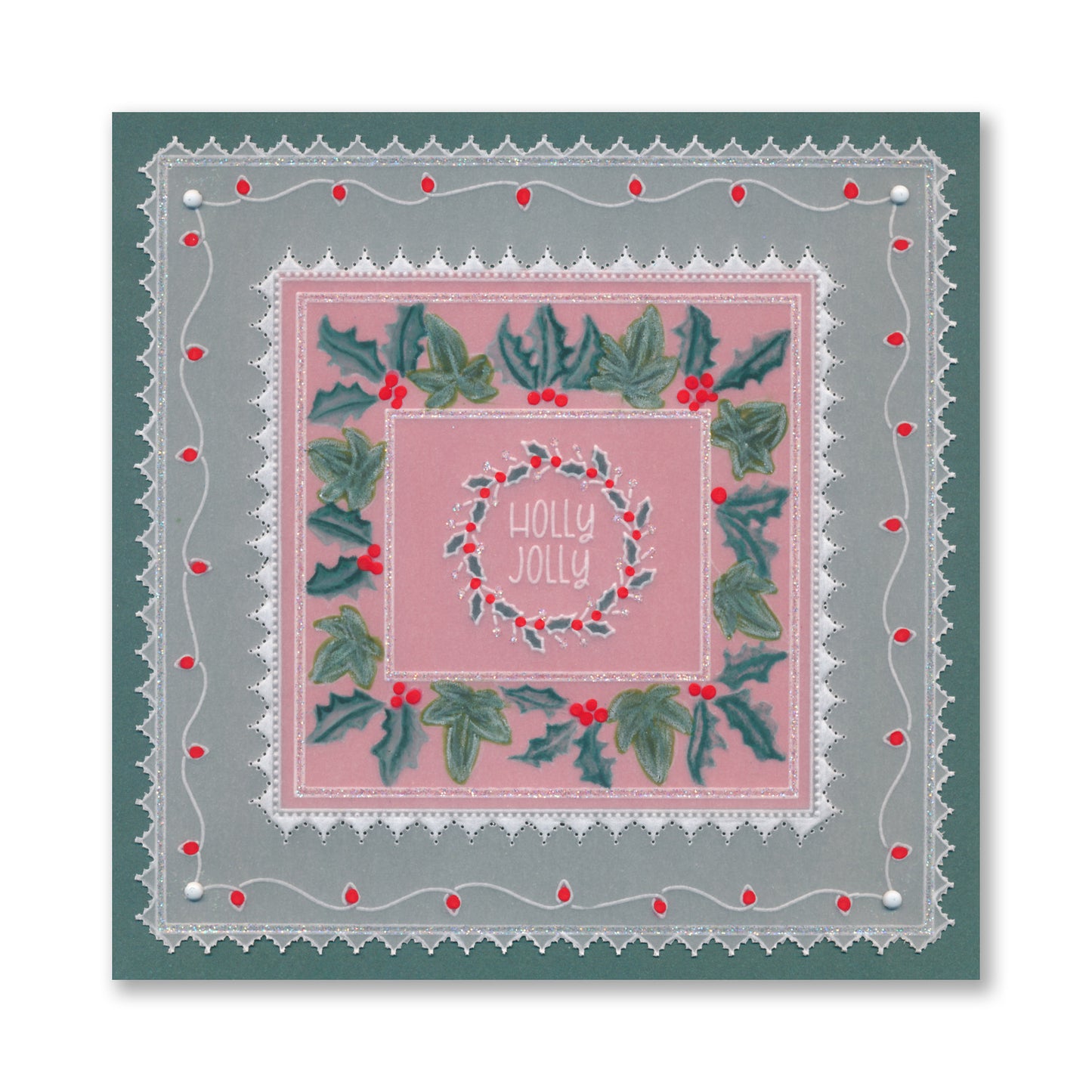 Festive Frame & Sentiments - Joy to the World Holly & Ivy A6 Square Groovi Plate