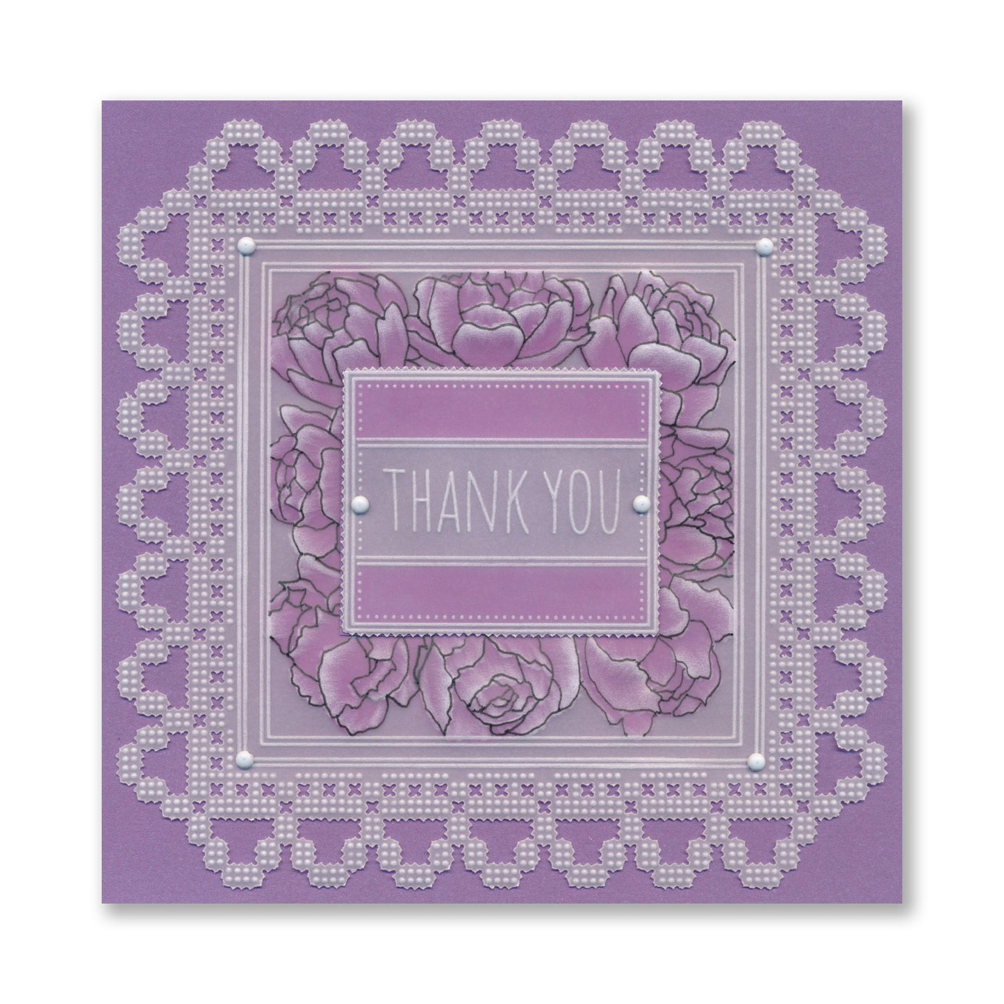 Floral Frame & Sentiments - Thank You Peonies A6 Square Groovi Plate