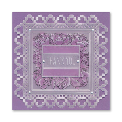 Floral Frame & Sentiments - Thank You Peonies A6 Square Groovi Plate