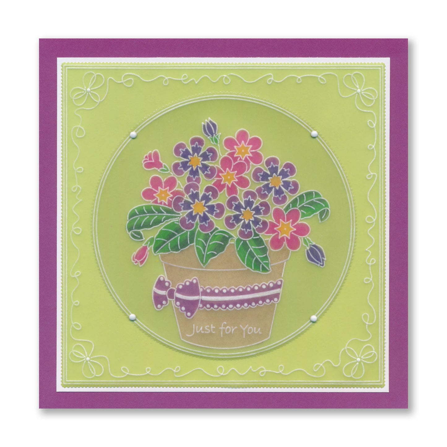 Linda's Primula Flowerpot A5 Square Groovi Plate