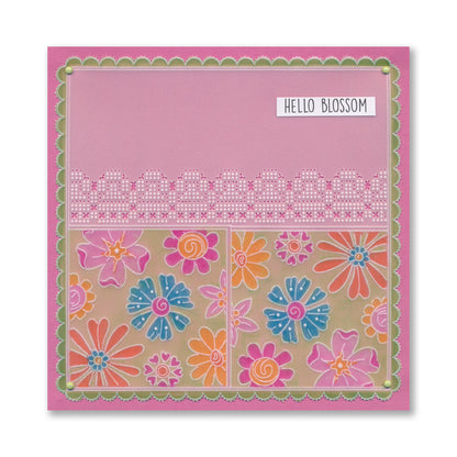 Tina's Floral Samplers A4 Groovi Plate Duo with 8x8 Rainbow River Designer Parchment