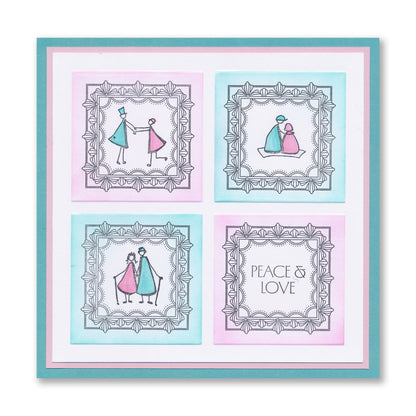 Barbara's Triangle People - Love You To Bits - A5 Stamp Set