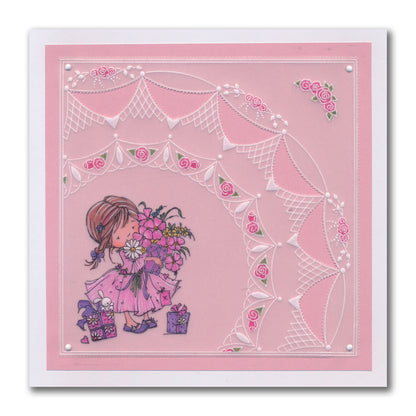 Linda's Tuscan Roses & Portico Layering Frame A4 Square Groovi Plate